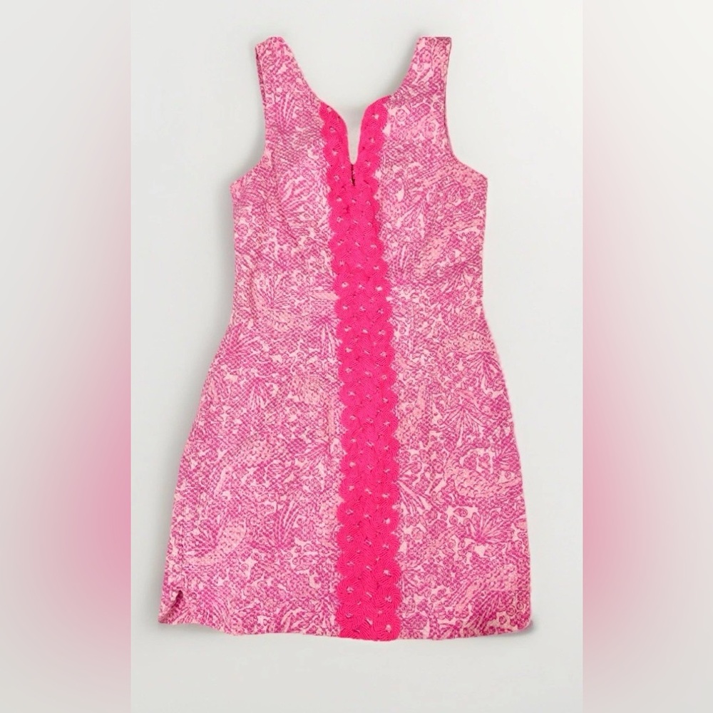 Lilly Pulitzer for Target Sz 2 See Ya Later Hot Pink Sheath Cotton Dress